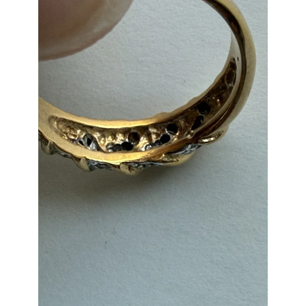 Vintage Gold And Cubic Zirconia Swirl Band Ring‎ 14KT GF ESPO Size 8.5 READ